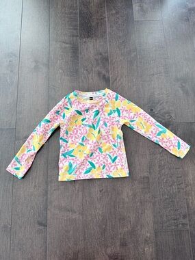 Tea Collection Floral Pink and Yellow Rashguard 3T